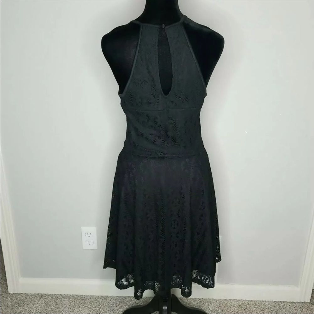 Mossimo Women’s Junior's Sleeveless Black Lace Fit & Flare Skater Dress Size Med